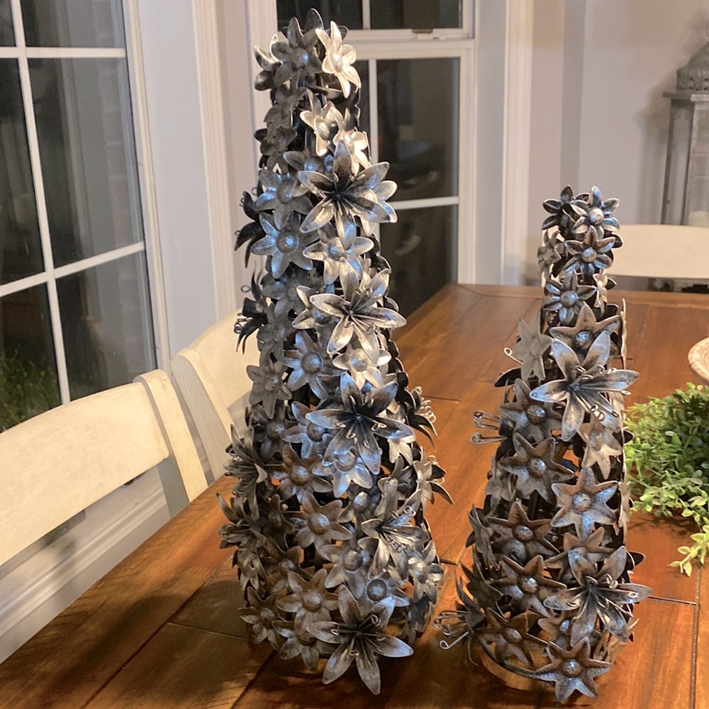 Christmas Trees-Floral-Home Decor. Set of Two